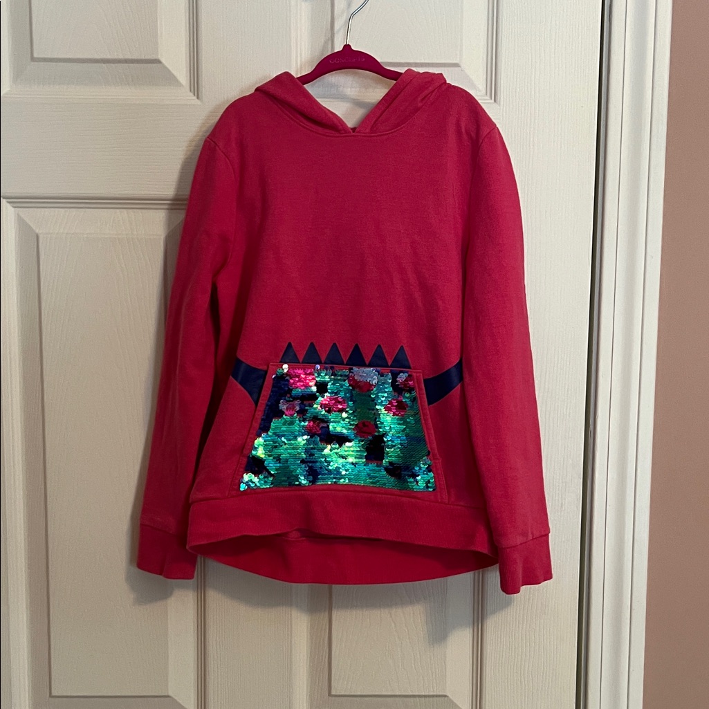 Cat & Jack Red Hoodie With Sequin Dinosaur Design